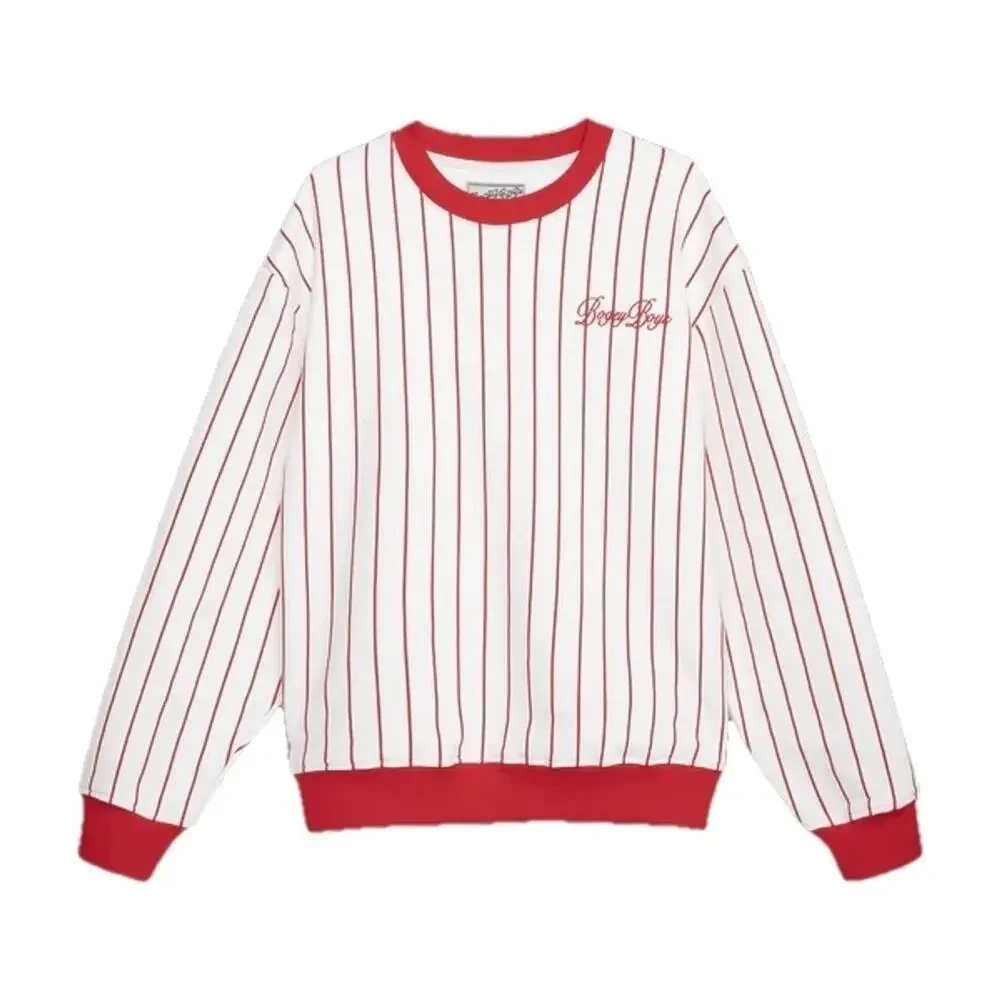 Bogey Boys Sz SM Red White Pinstripe Crewneck Golf Sweatshirt